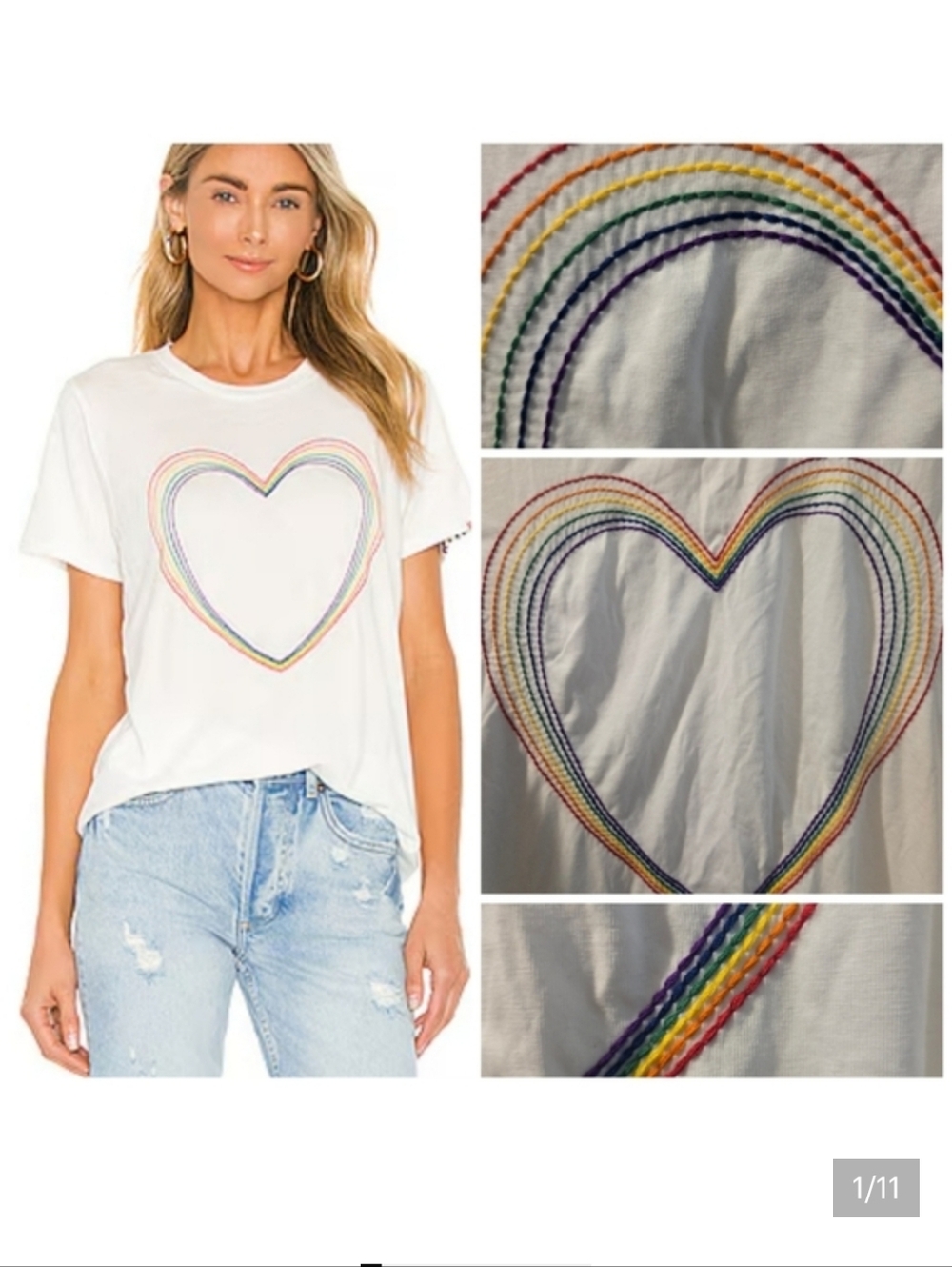 Lauren Moshi Embroidered Heart tee